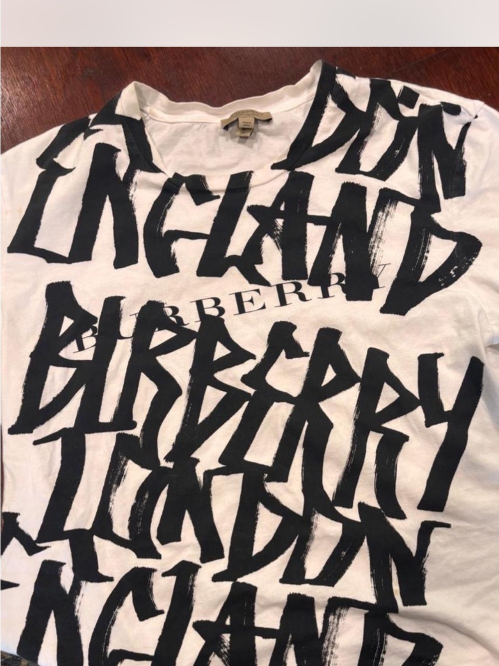 Burberry White Tee with Black Graffiti